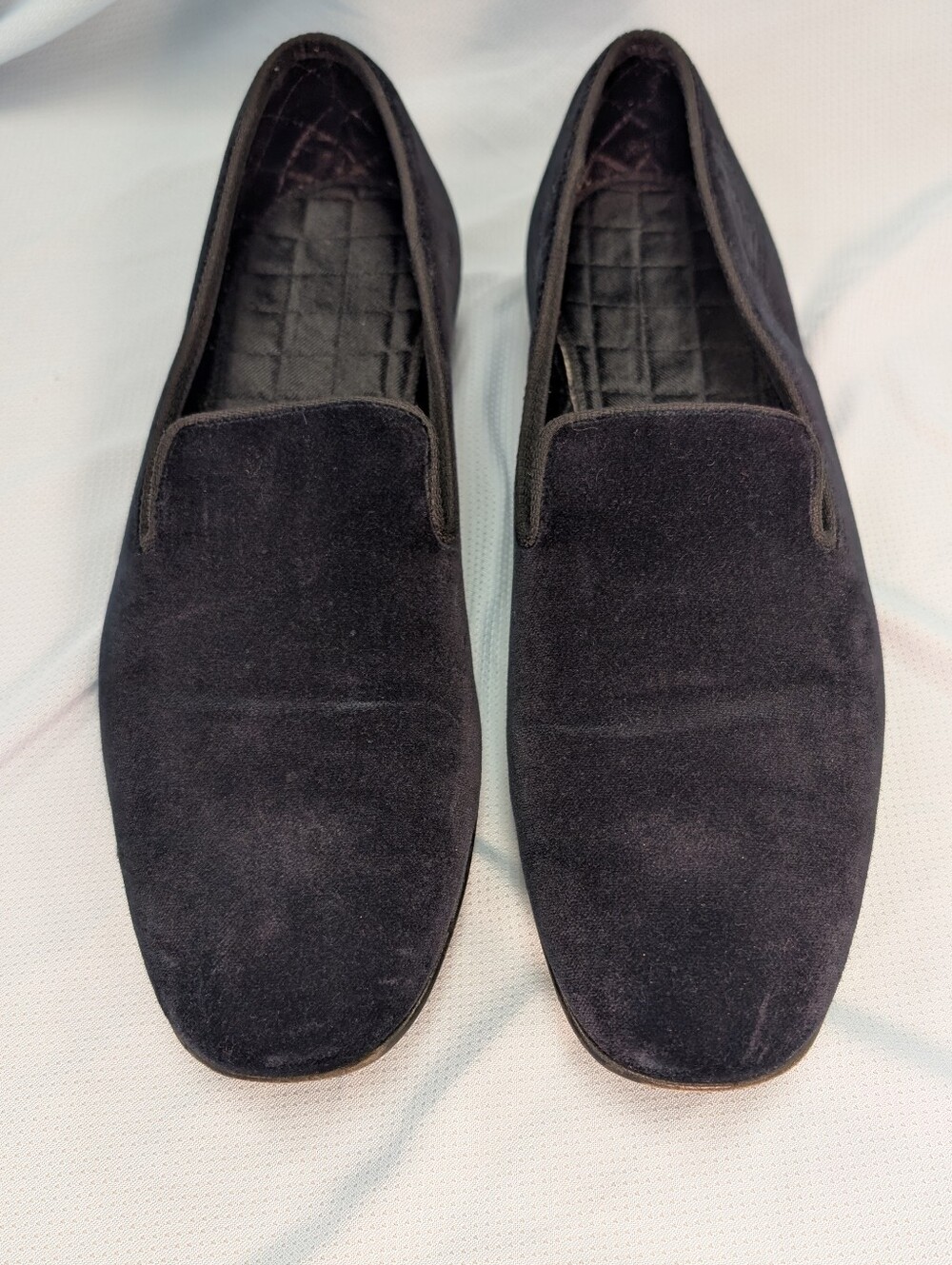Vintage Brooks Brothers Men's Blue-Black Velvet Evening Slippers Size 11.5